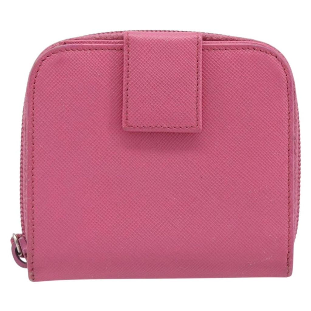 PRADA Bifold Wallet Safiano Leather Pink Silver Auth bs36862