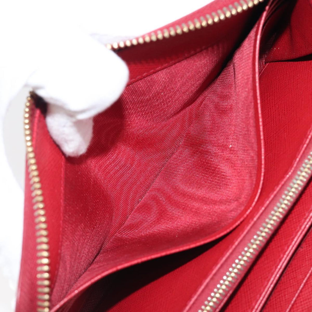 PRADA Long Wallet Safiano Leather Red Gold Auth bs36867