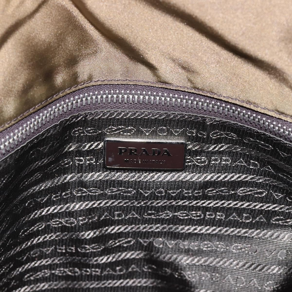 PRADA Shoulder Bag Nylon Khaki Silver Auth bs36961