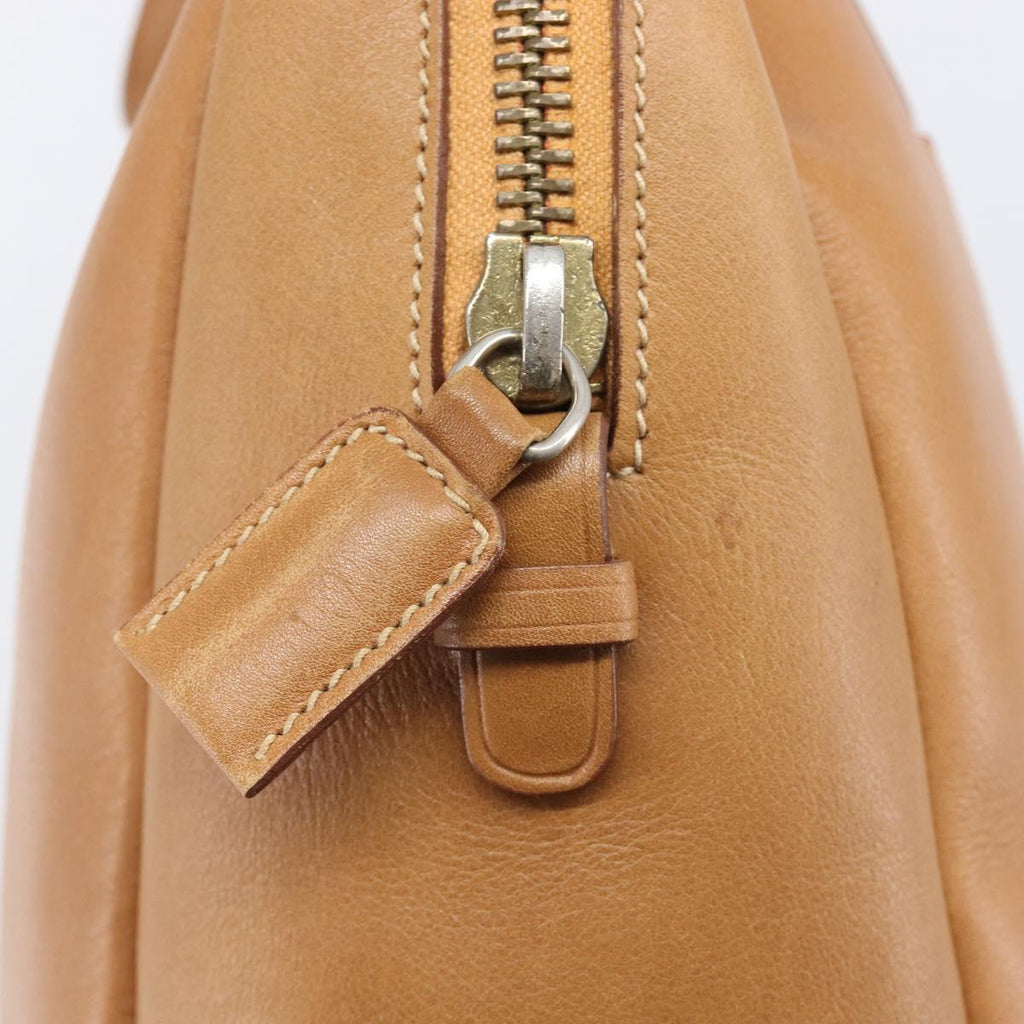 PRADA Hand Bag Leather Brown Gold Tone Auth bs37098