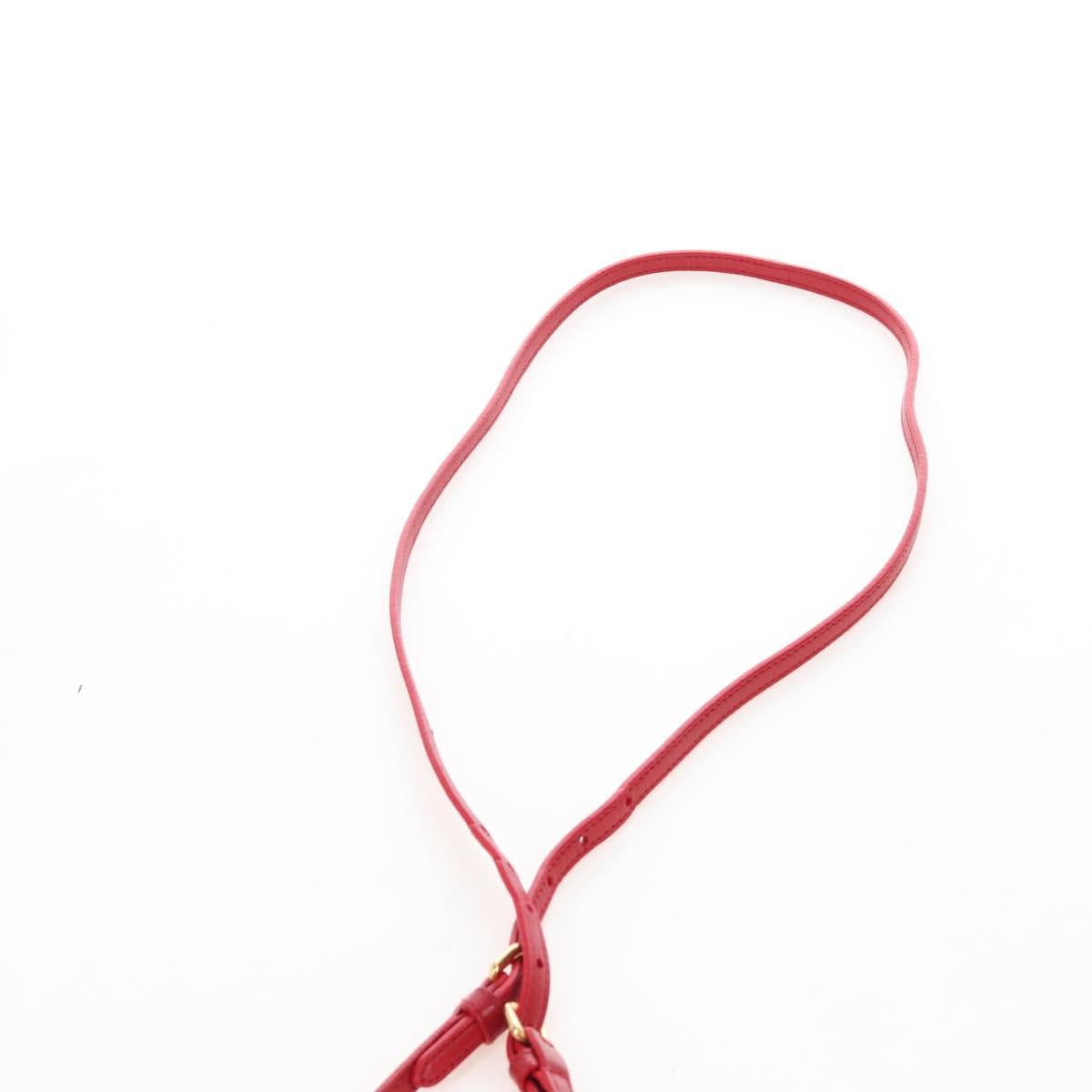 PRADA Hand Bag Leather 2way Red Gold Auth bs37504V