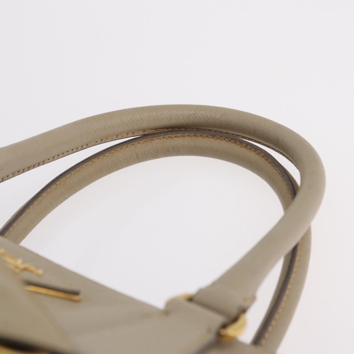PRADA Hand Bag Saffiano Beige Gold Auth bs37538