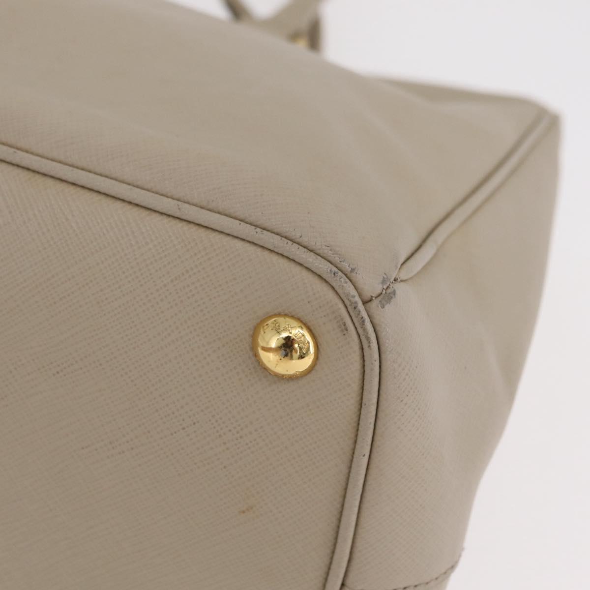 PRADA Hand Bag Saffiano Beige Gold Auth bs37538