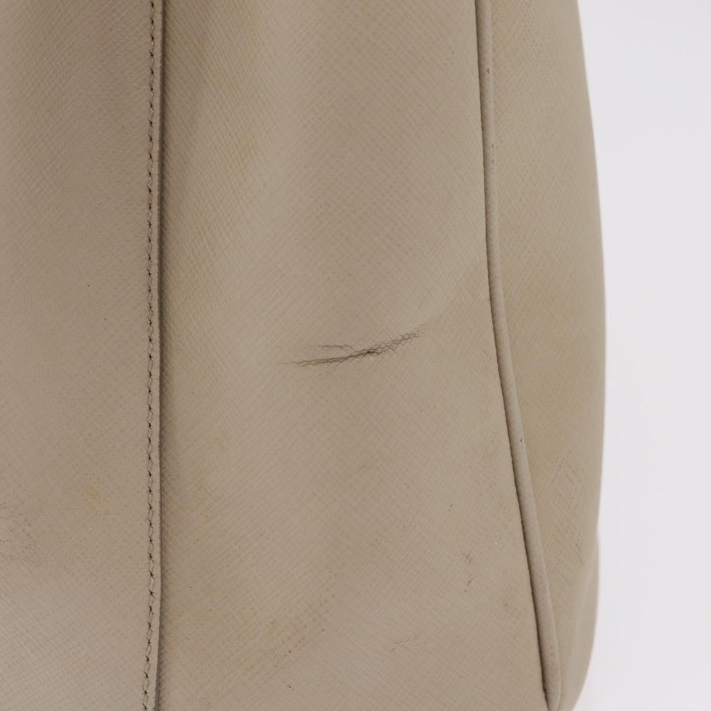 PRADA Hand Bag Saffiano Beige Gold Auth bs37538