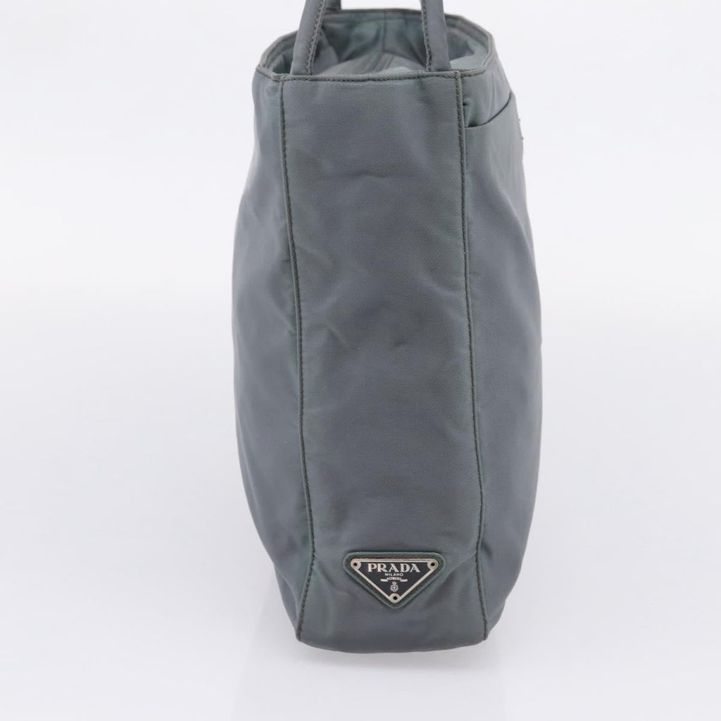 PRADA Tote Bag Nylon Gray Silver Auth bs37578