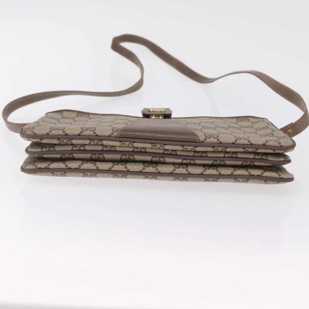 GUCCI GG Supreme Web Sherry Line Bag PVC Beige Gold 49 02 029 Auth bs37588