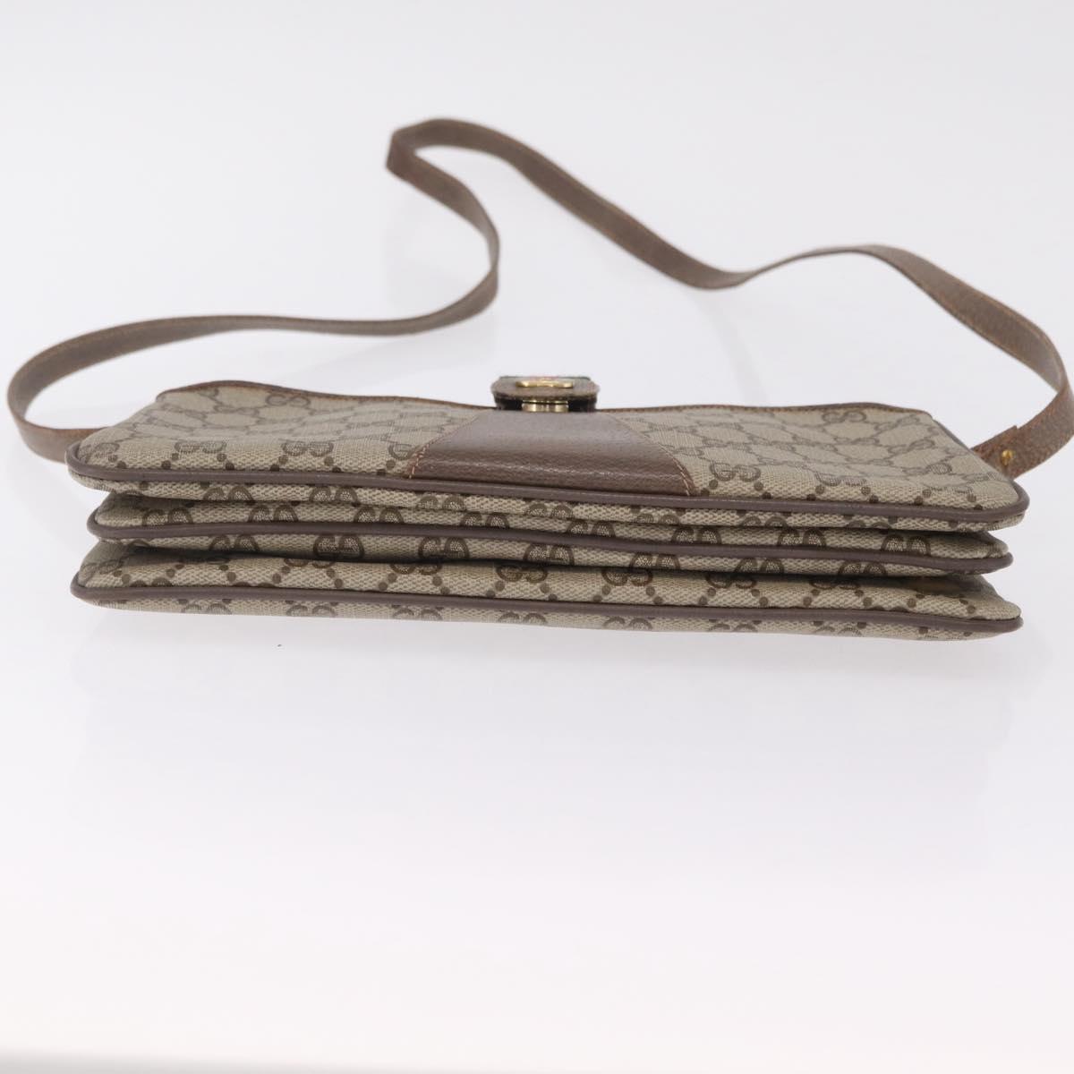 GUCCI GG Supreme Web Sherry Line Bag PVC Beige Gold 49 02 029 Auth bs37588