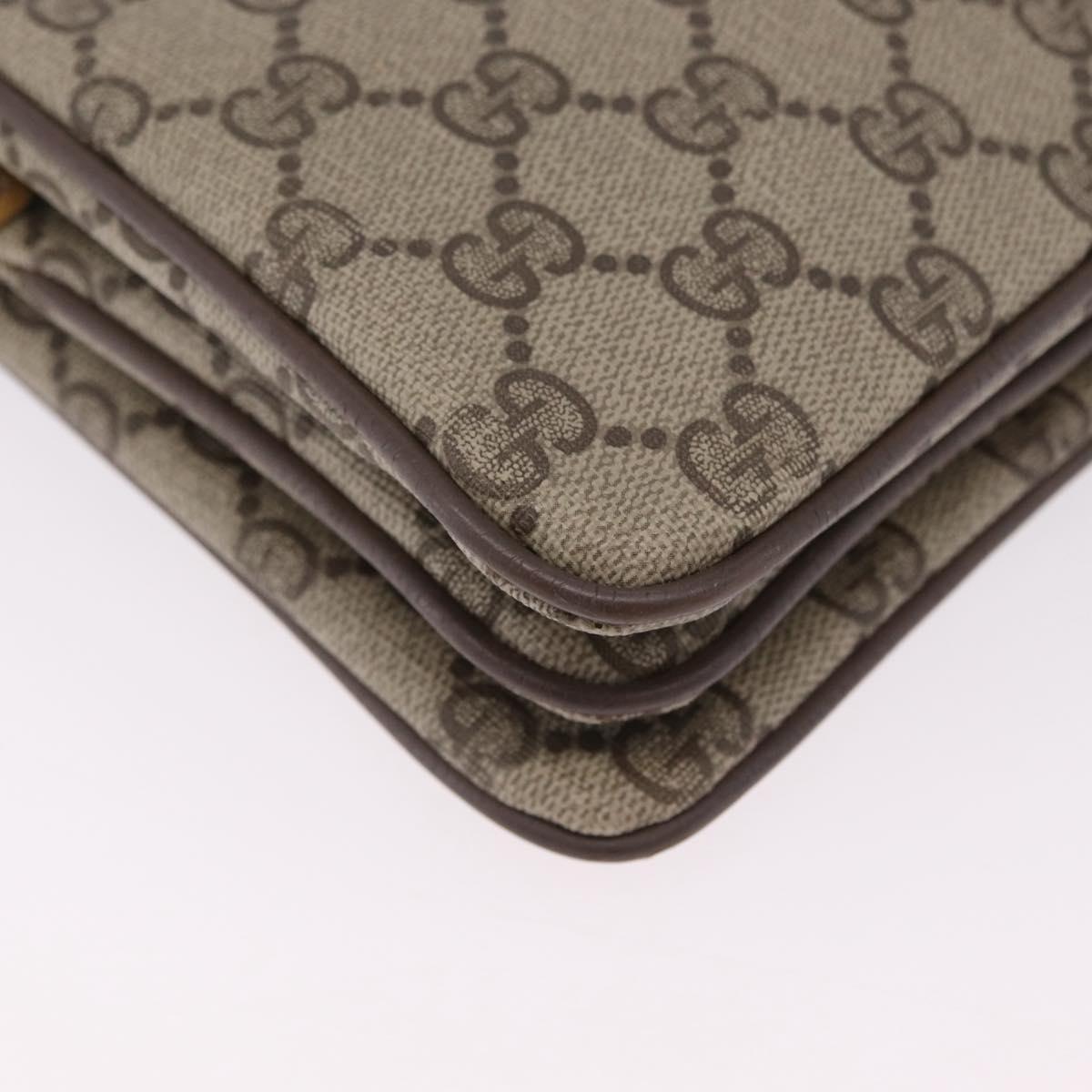 GUCCI GG Supreme Web Sherry Line Bag PVC Beige Gold 49 02 029 Auth bs37588