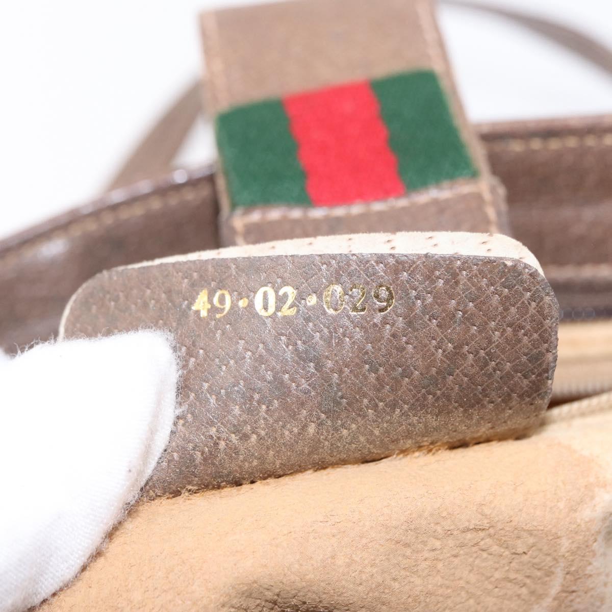 GUCCI GG Supreme Web Sherry Line Bag PVC Beige Gold 49 02 029 Auth bs37588
