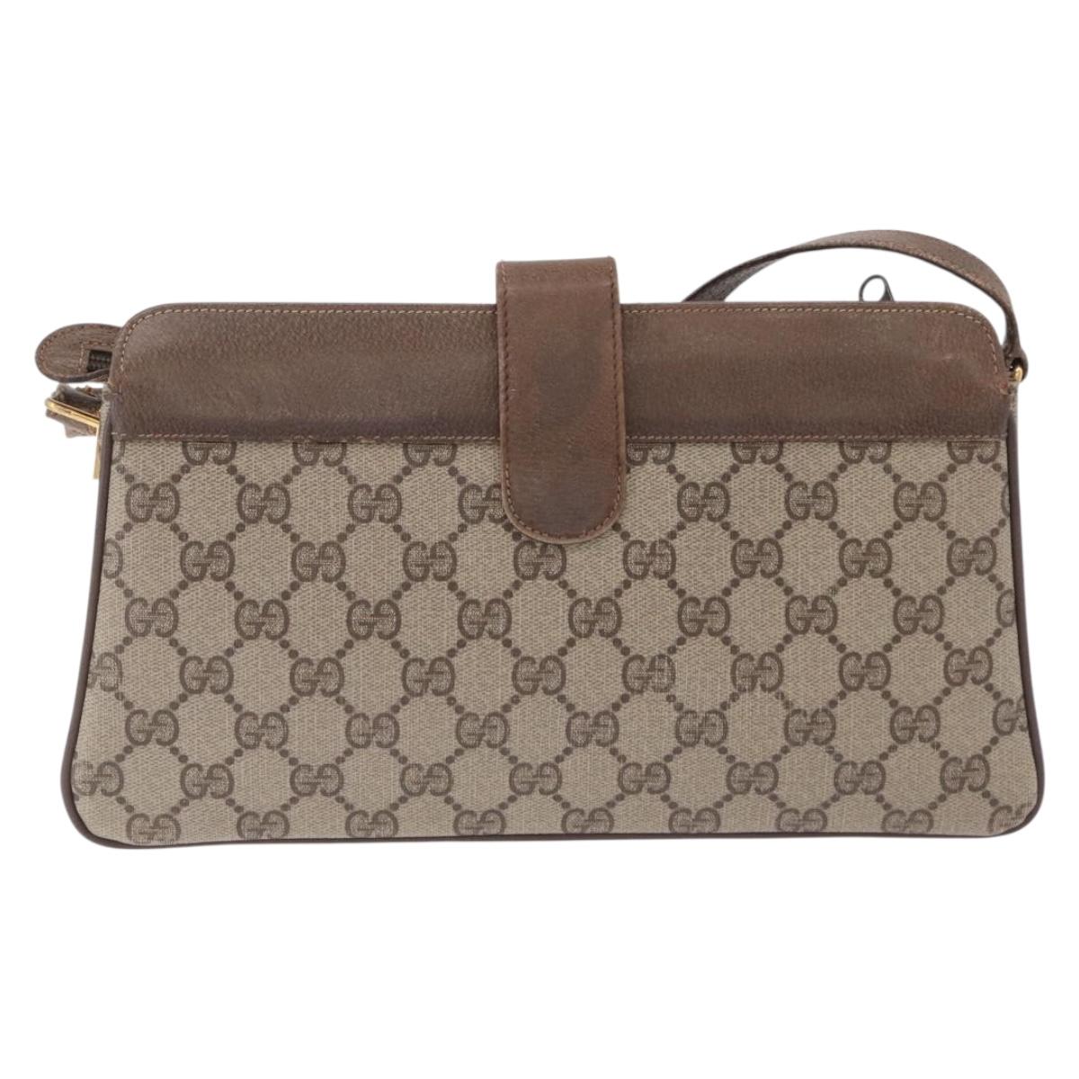 GUCCI GG Supreme Web Sherry Line Bag PVC Beige Gold 49 02 029 Auth bs37588