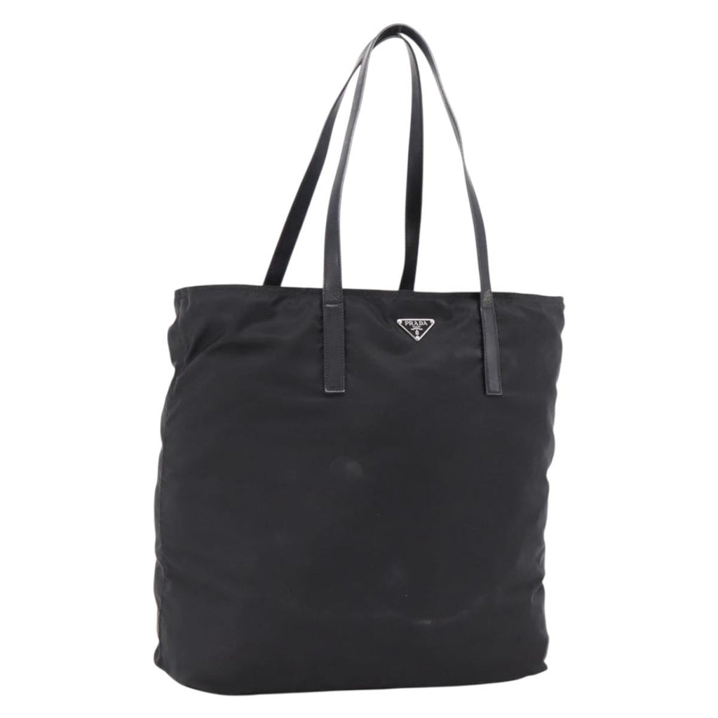 PRADA Tote Bag Nylon Black Silver Auth bs37600