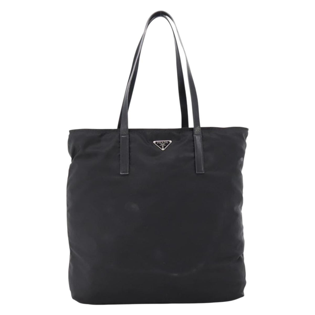 PRADA Tote Bag Nylon Black Silver Auth bs37600