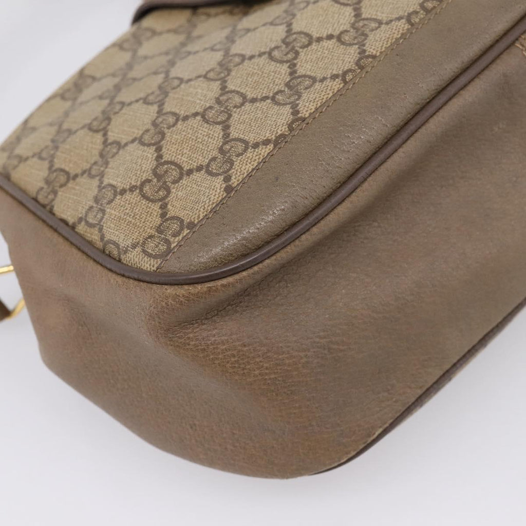 GUCCI GG Supreme Web Sherry Line Bag PVC Beige Gold 116 02 076 Auth bs37680