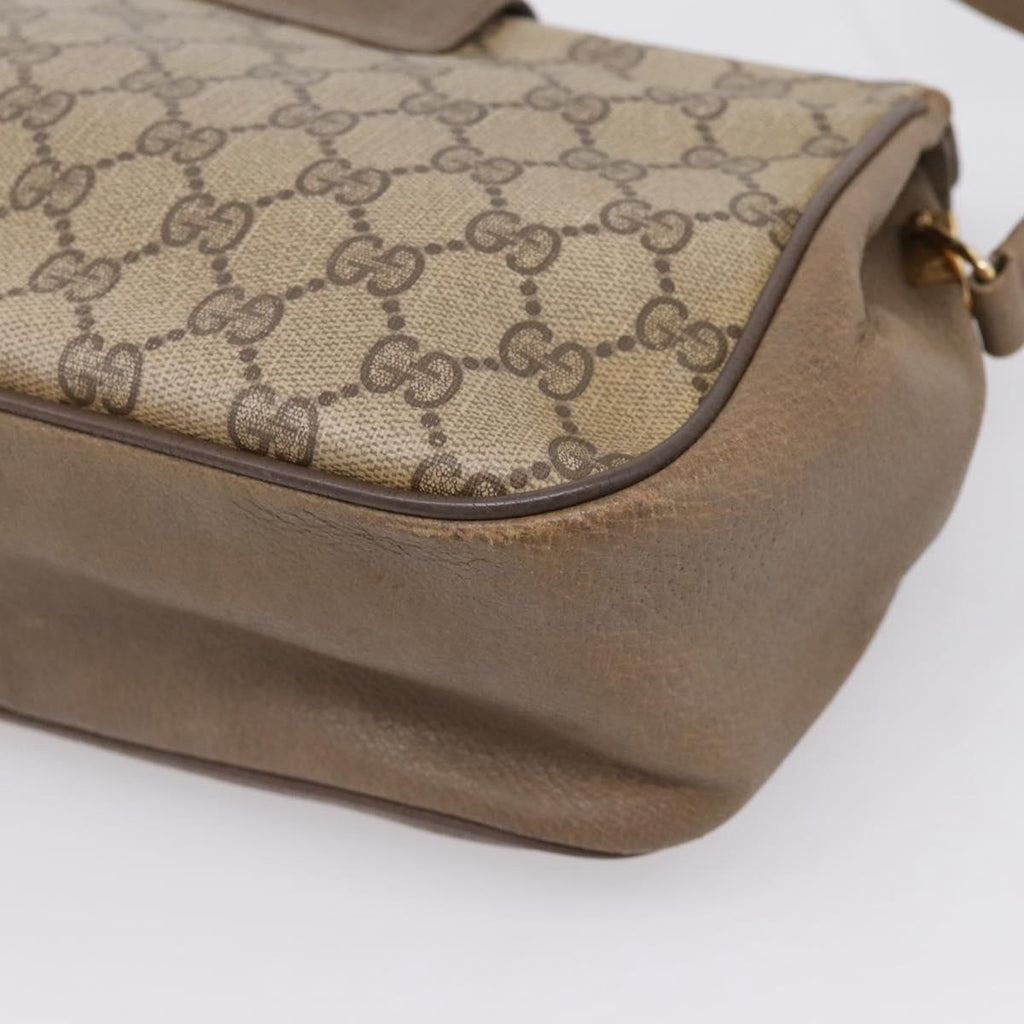 GUCCI GG Supreme Web Sherry Line Bag PVC Beige Gold 116 02 076 Auth bs37680