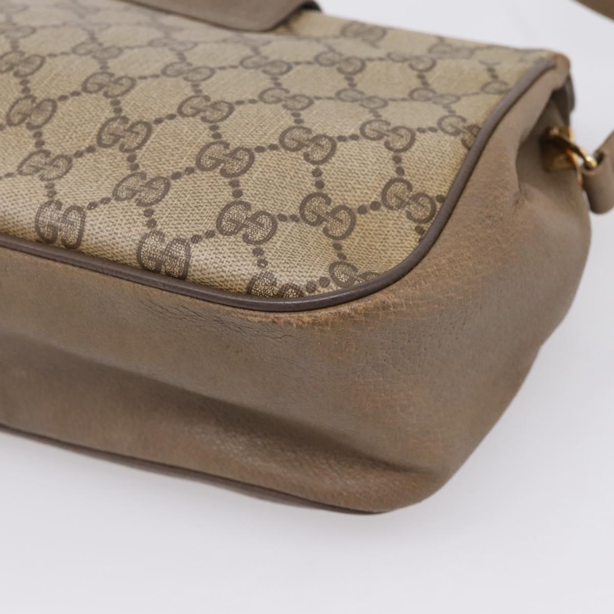 GUCCI GG Supreme Web Sherry Line Bag PVC Beige Gold 116 02 076 Auth bs37680