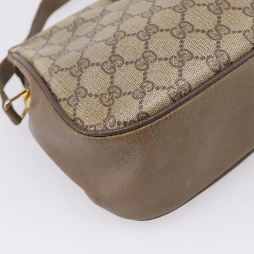GUCCI GG Supreme Web Sherry Line Bag PVC Beige Gold 116 02 076 Auth bs37680