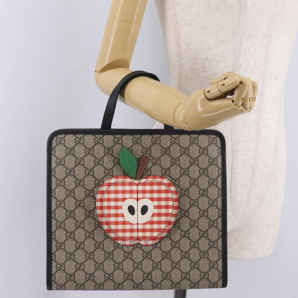 GUCCI GG Supreme Childrens Apple Hand Bag PVC Beige 648797 Auth bs37851