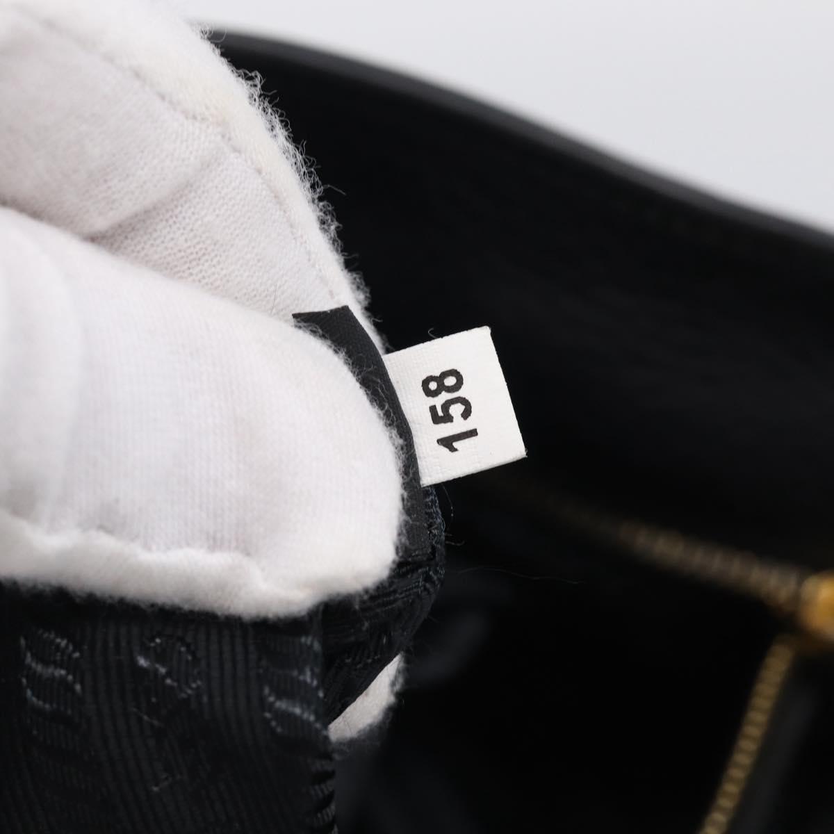 PRADA Hand Bag Leather Black Gold Tone Auth bs37863