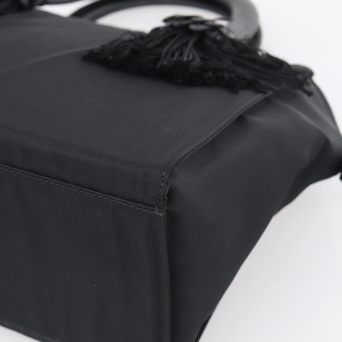 PRADA Hand Bag Nylon Black Silver Auth bs37868