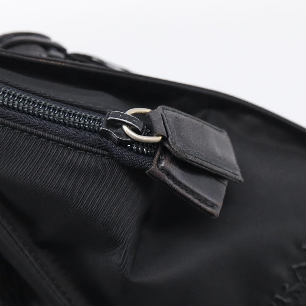 PRADA Hand Bag Nylon Black Silver Auth bs37868