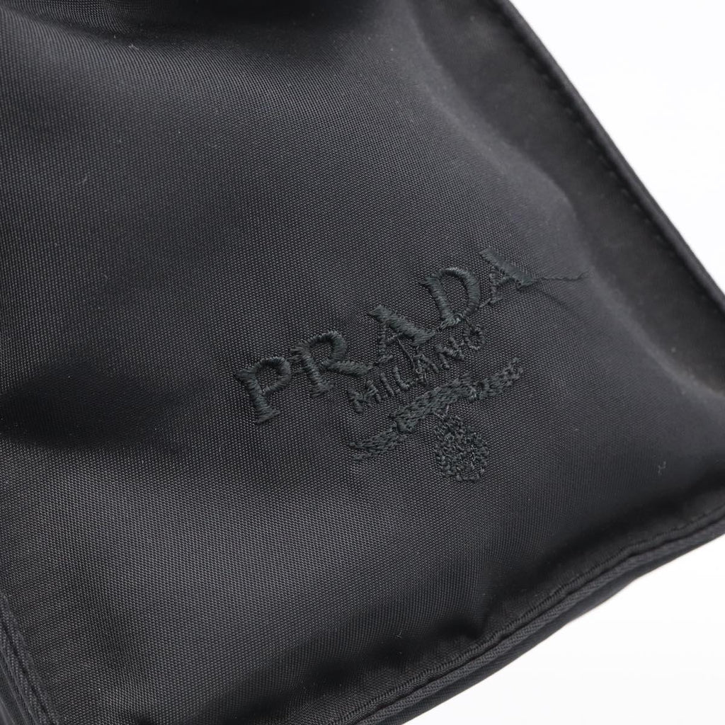 PRADA Hand Bag Nylon Black Silver Auth bs37868