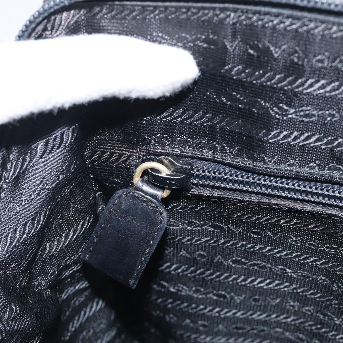 PRADA Hand Bag Nylon Black Silver Auth bs37868