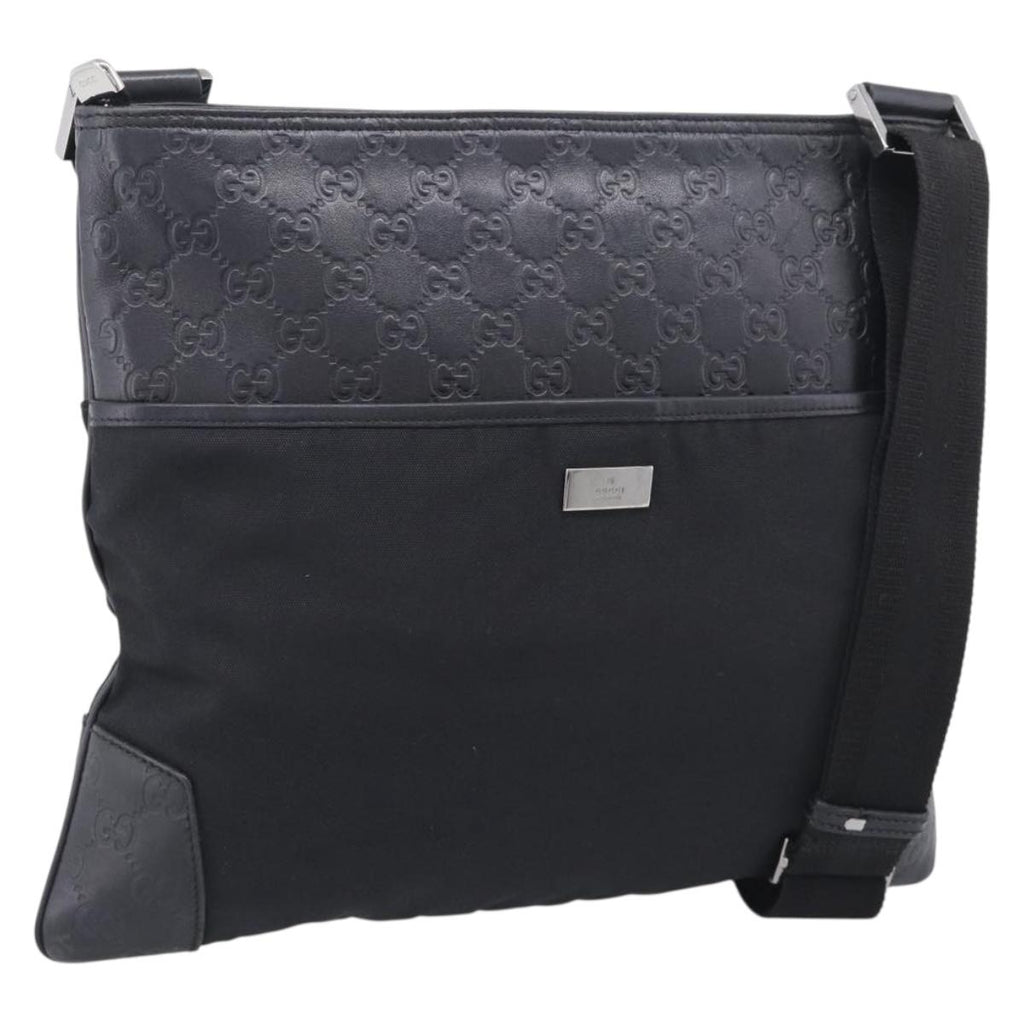 GUCCI GuccissimaGG Shoulder Bag Leather Black Silver 161822 Auth bs37902