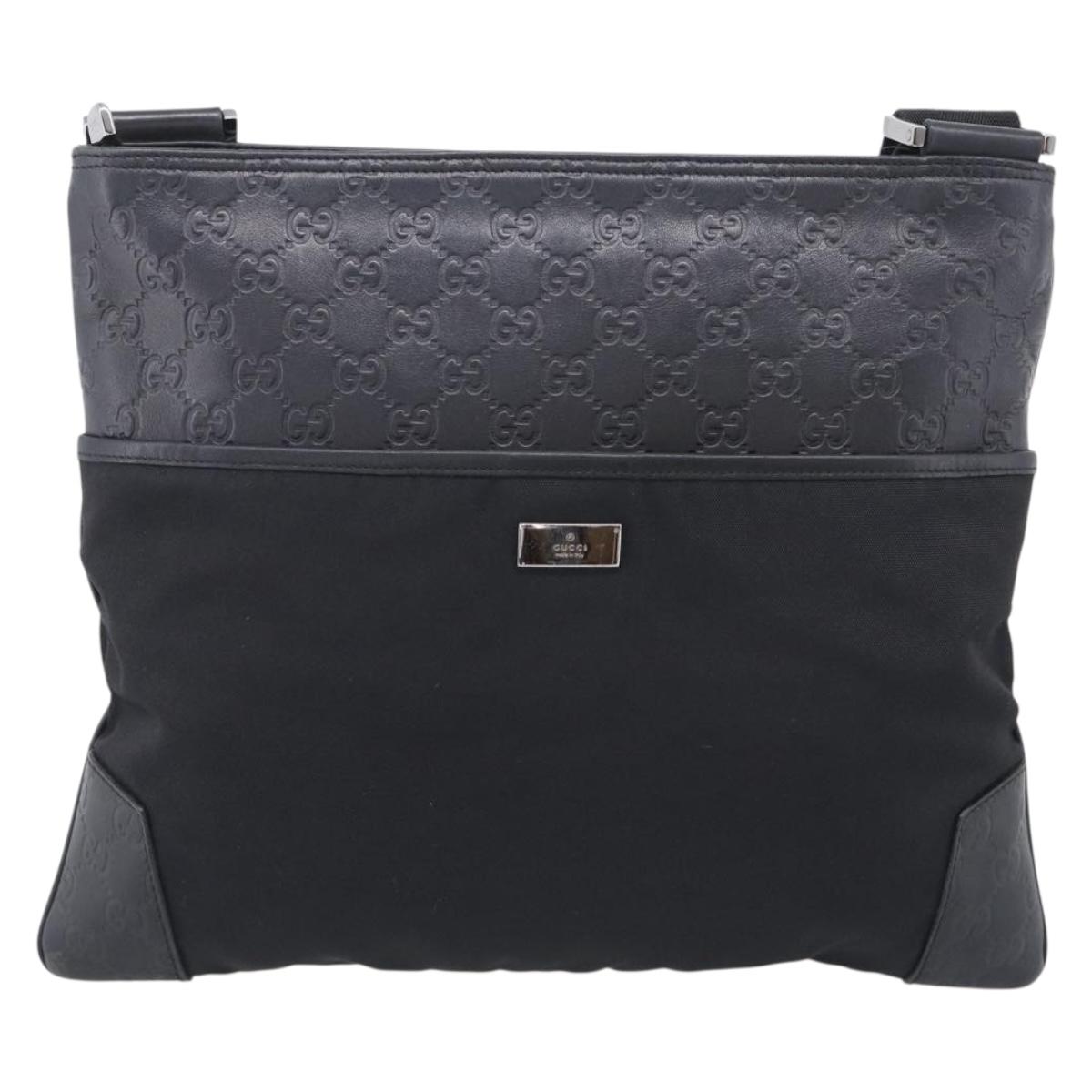 GUCCI GuccissimaGG Shoulder Bag Leather Black Silver 161822 Auth bs37902