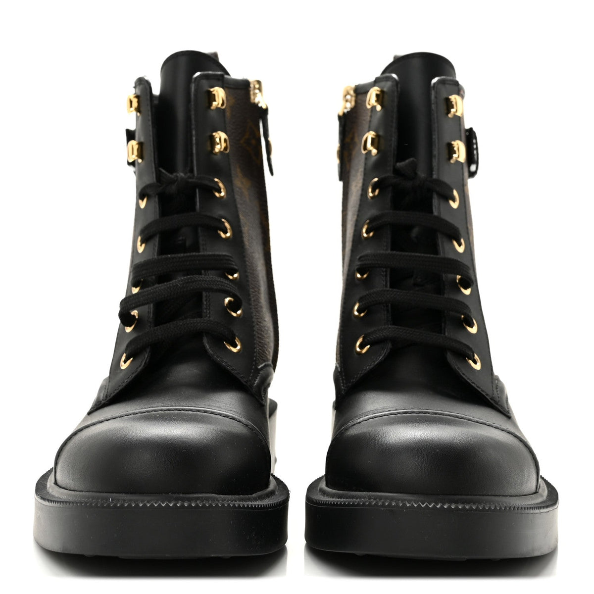 Calfskin Monogram Citizen Flat Ranger Boots 37.5 Cacao Brown Black