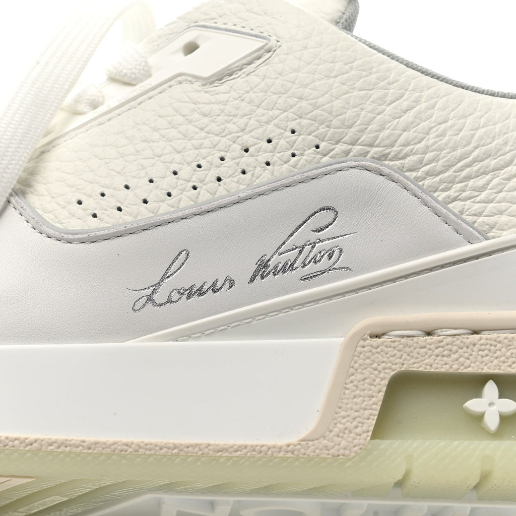 Calfskin Mens LV Trainer Sneakers 9 White