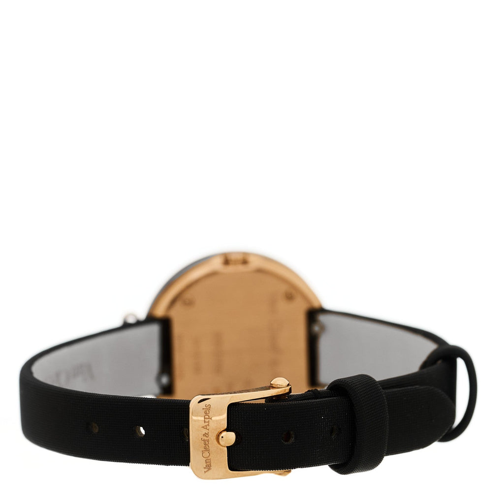 18K Rose Gold Satin 25mm Charms Quartz Watch Black