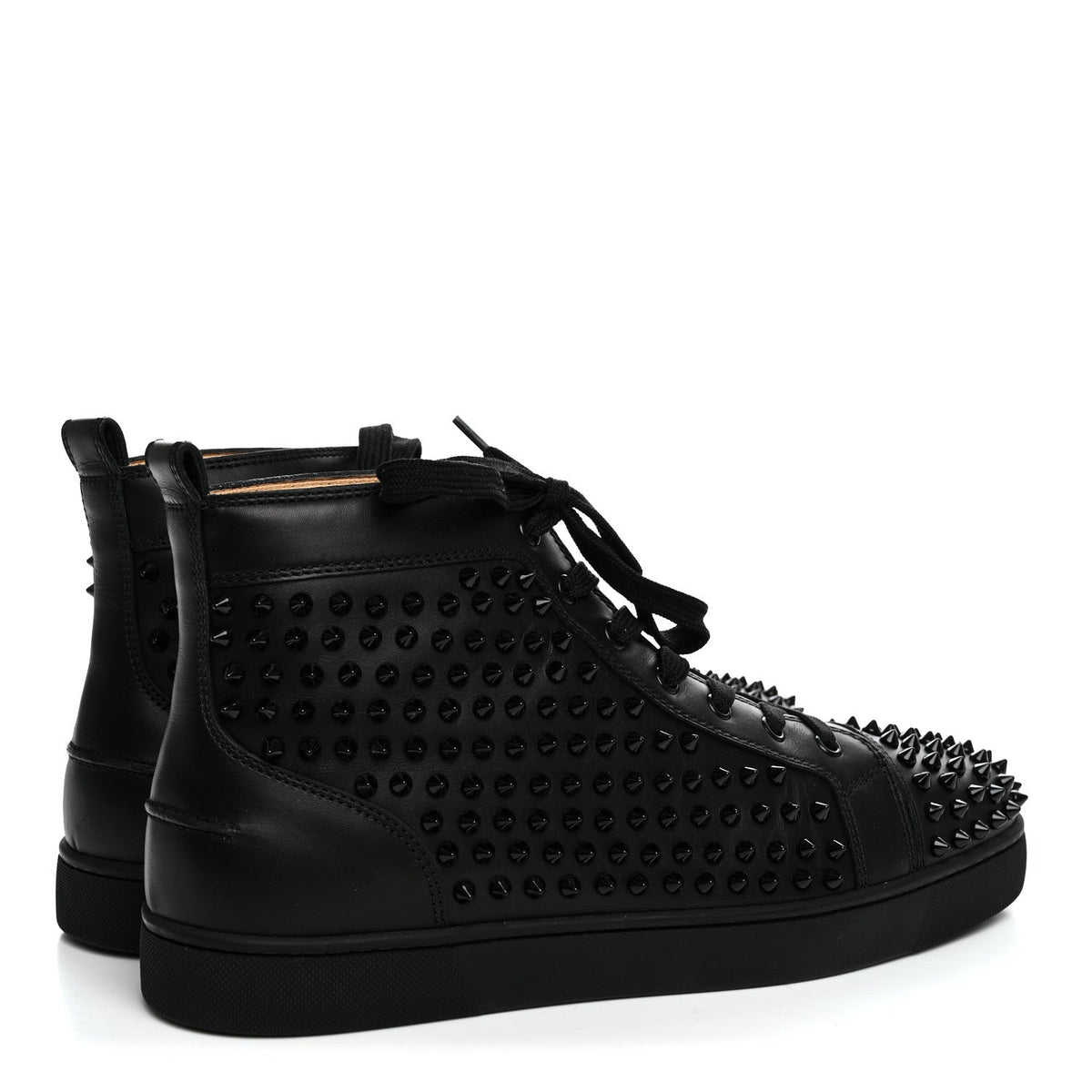 Calfskin Mens Louis Spikes Flat Sneakers 43.5 Black