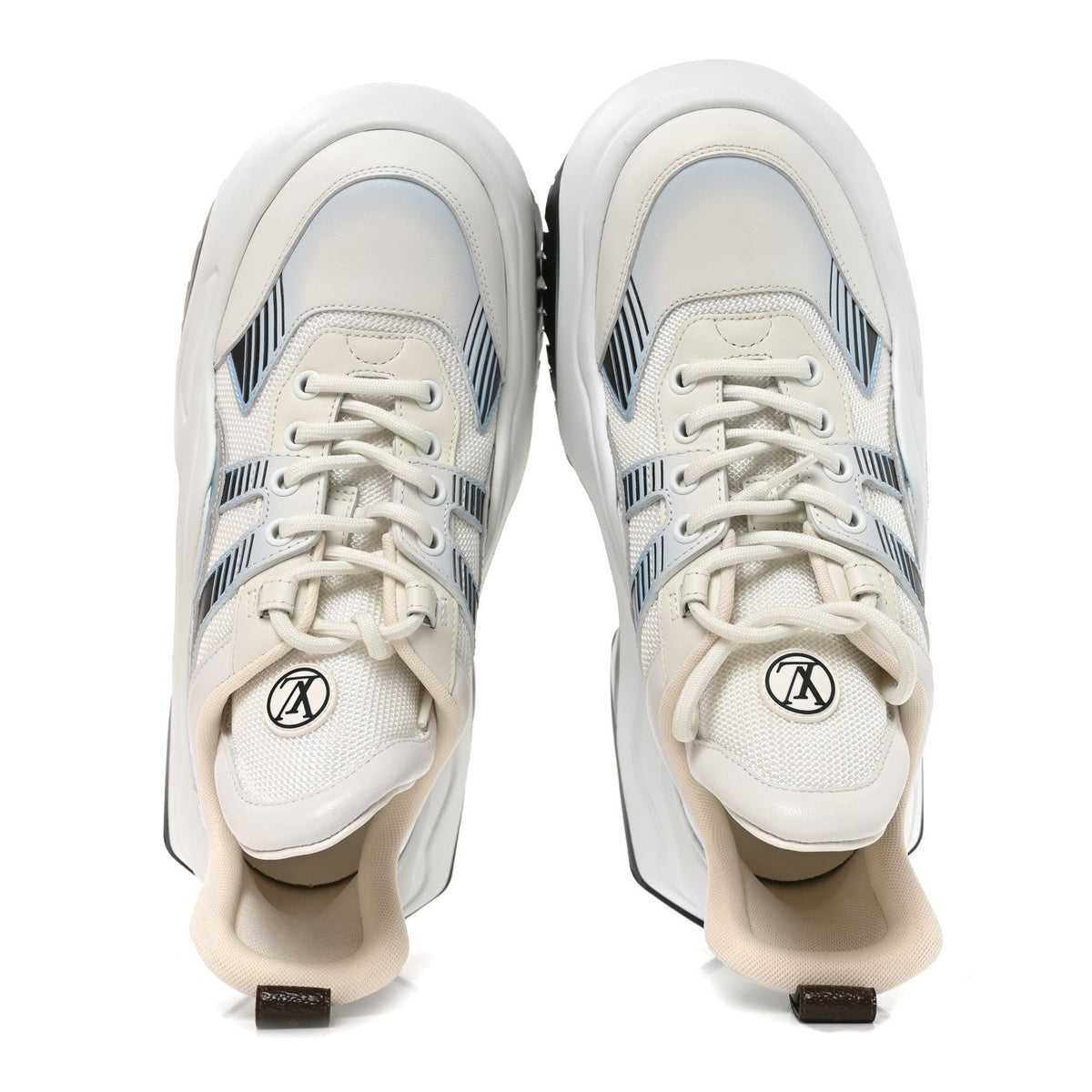 Calfskin Technical Nylon LV Archlight Sneakers 38 White Blue Gris