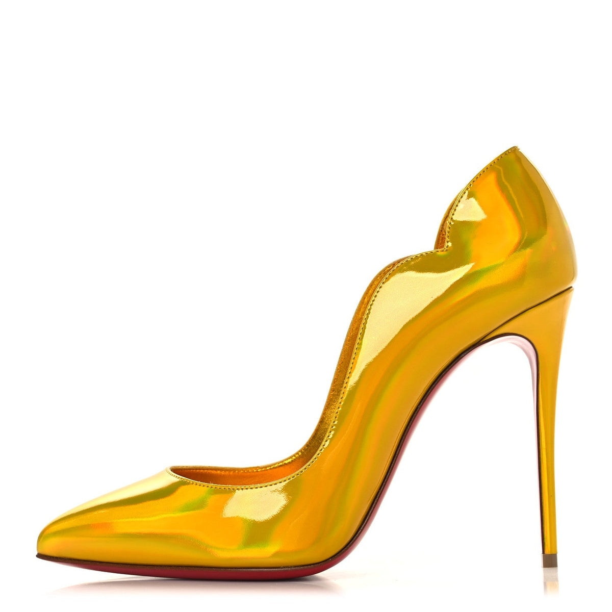 Metallic Patent Hot Chick 100 Pumps 38 Yellow