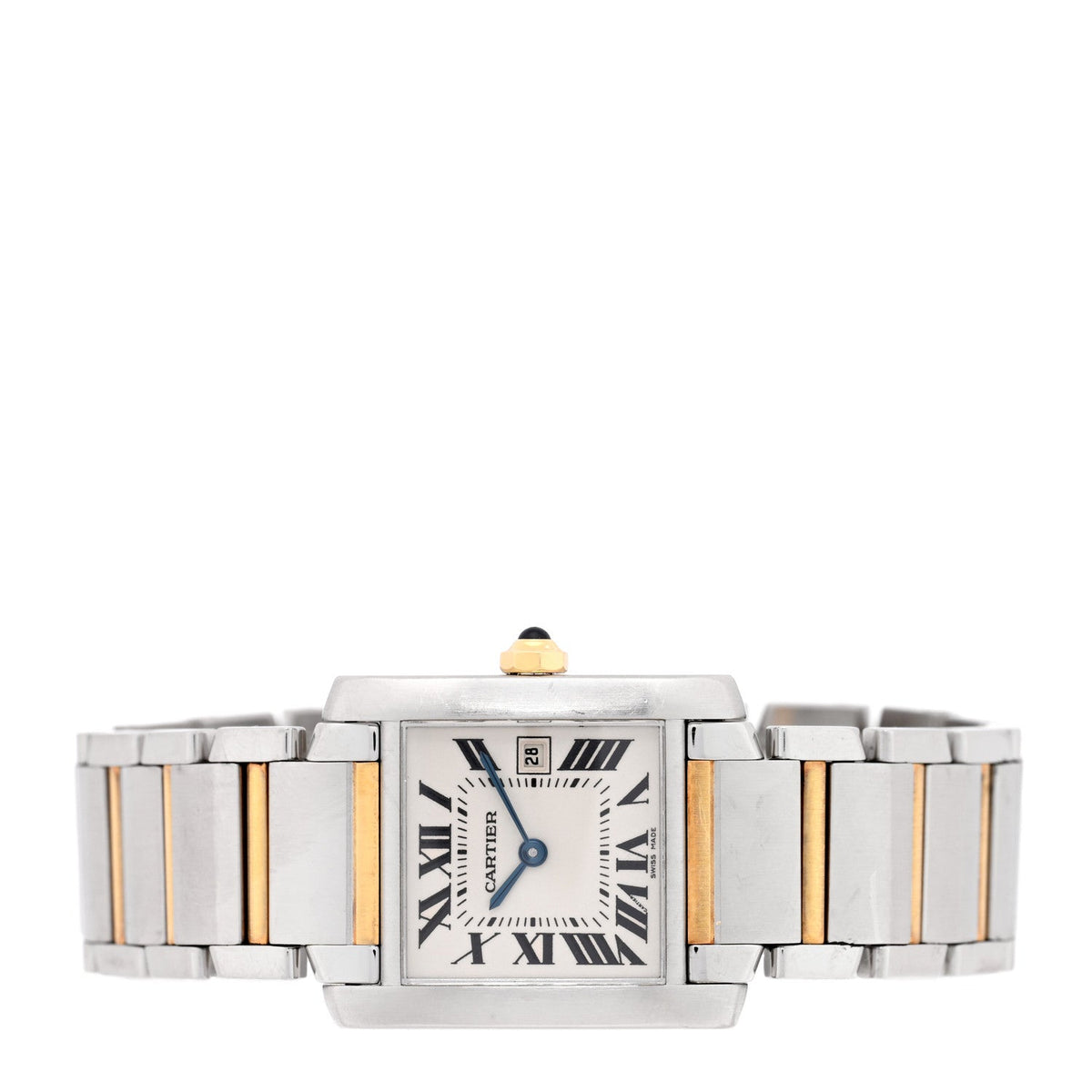 Stainless Steel 18K Yellow Gold 25mm Tank Francaise Quartz Watch