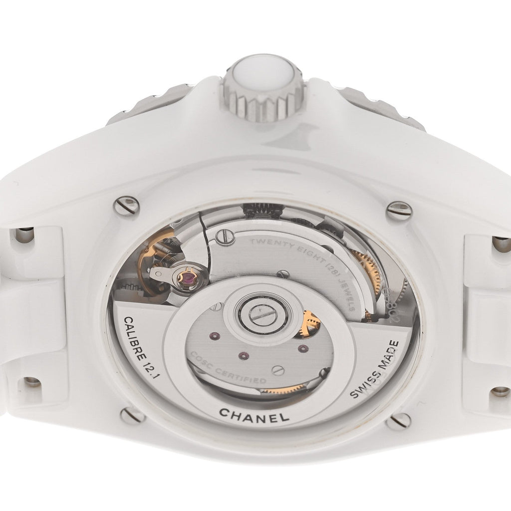 Stainless Steel Ceramic Diamond Bezel 38mm J12 Automatic Watch White