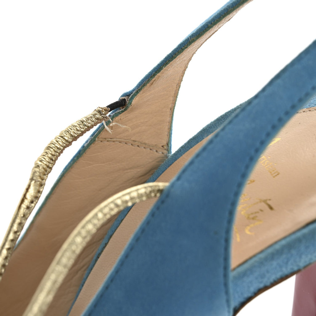 Veau Velours Spritney 100 Peep Toe Pump 41 Blue
