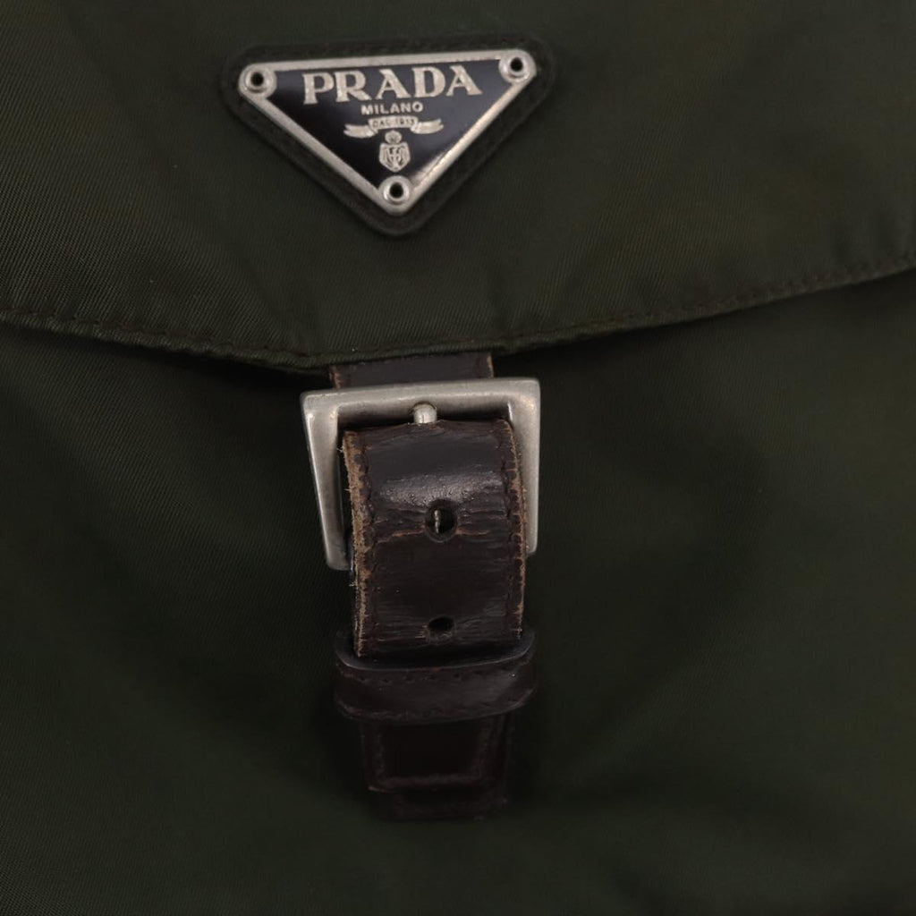 PRADA Backpack Nylon Green Silver Auth ep15691
