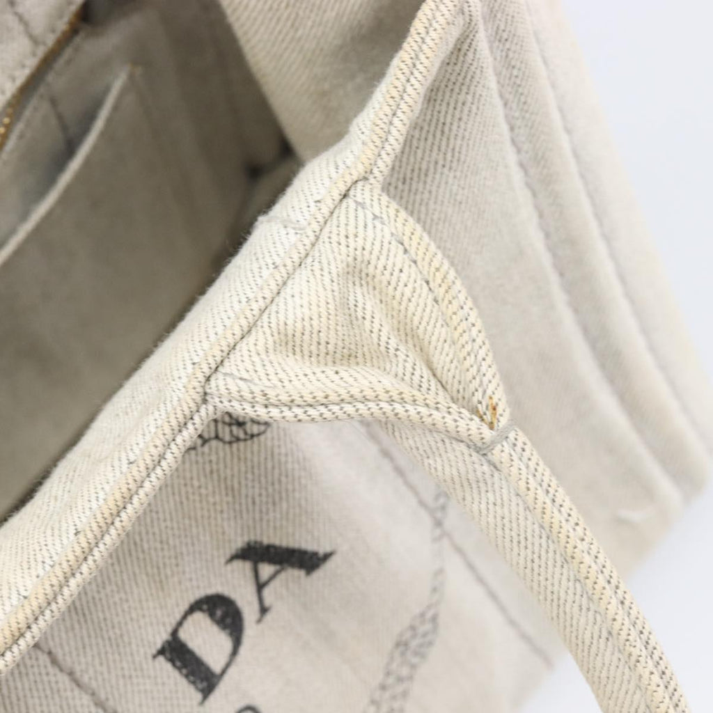 PRADA Canapa PM Hand Bag Canvas Gray Gold Auth ep15913