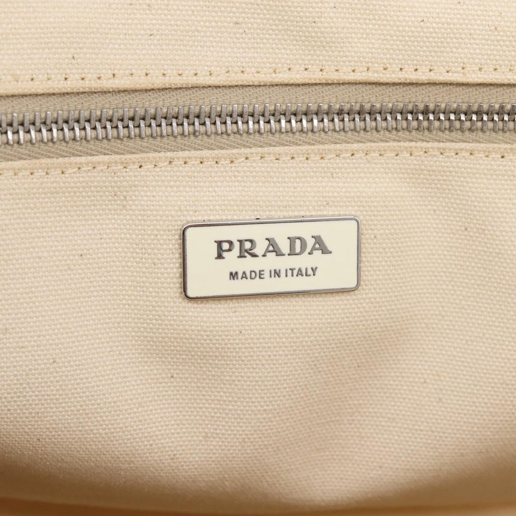 PRADA Hand Bag Canvas 2way White Silver Auth ep15981