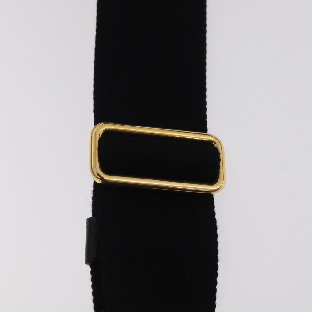 PRADA Canapa MM Hand Bag Canvas 2way Black Gold Auth ep16090