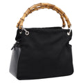GUCCI Bamboo Hand Bag Nylon Black Silver 000 1014 0575 Auth ep16141