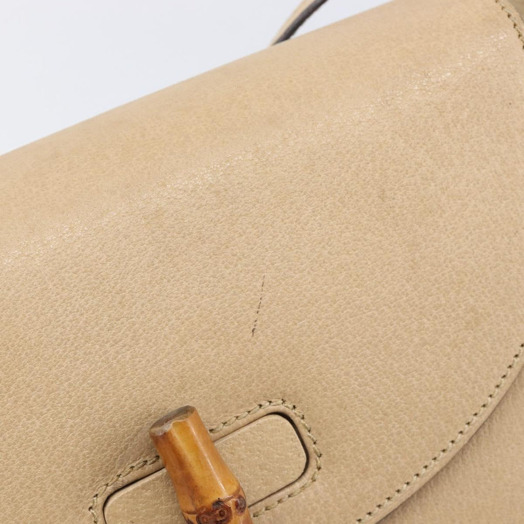GUCCI Bamboo Shoulder Bag Leather Beige Gold 001 113 1529 Auth ep16289