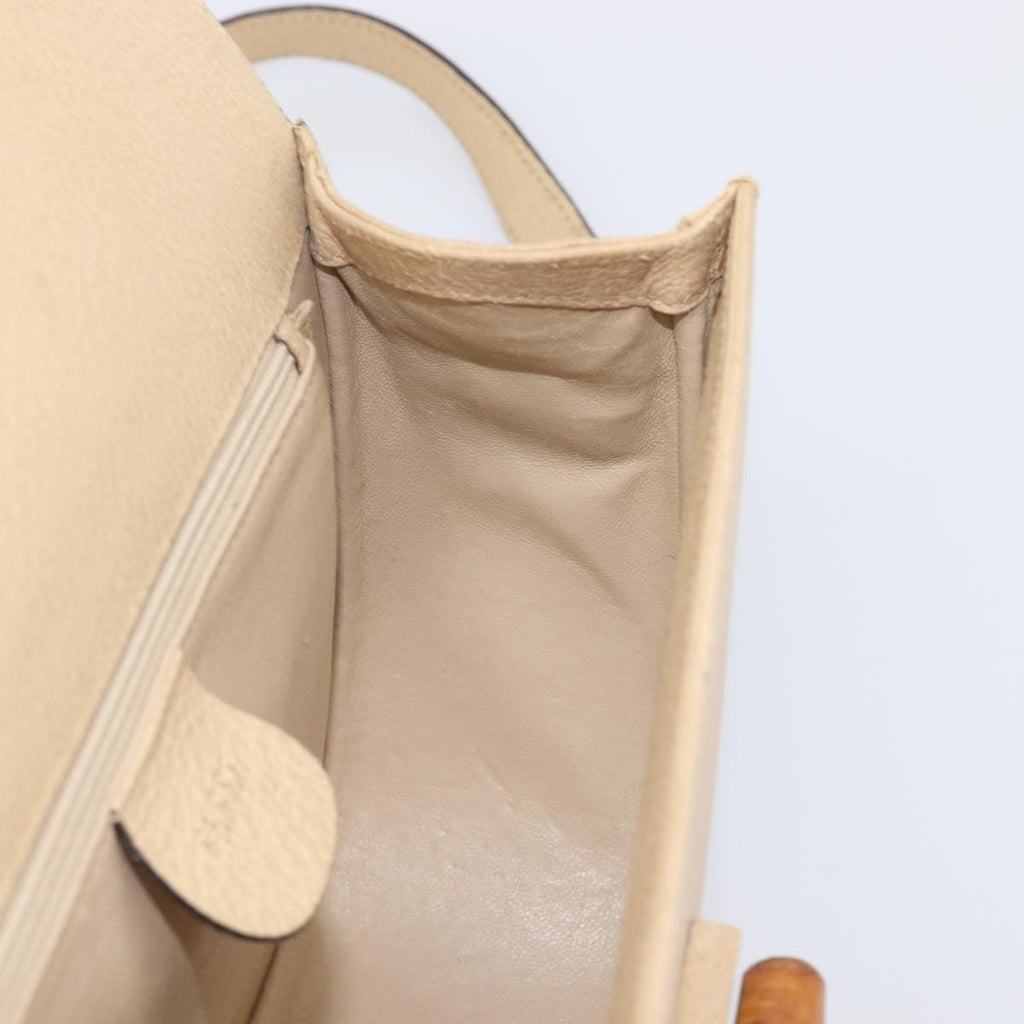 GUCCI Bamboo Shoulder Bag Leather Beige Gold 001 113 1529 Auth ep16289