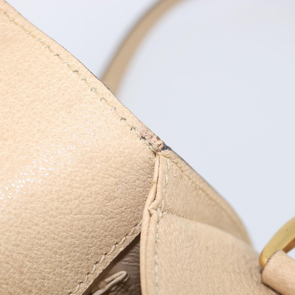 GUCCI Bamboo Shoulder Bag Leather Beige Gold 001 113 1529 Auth ep16289