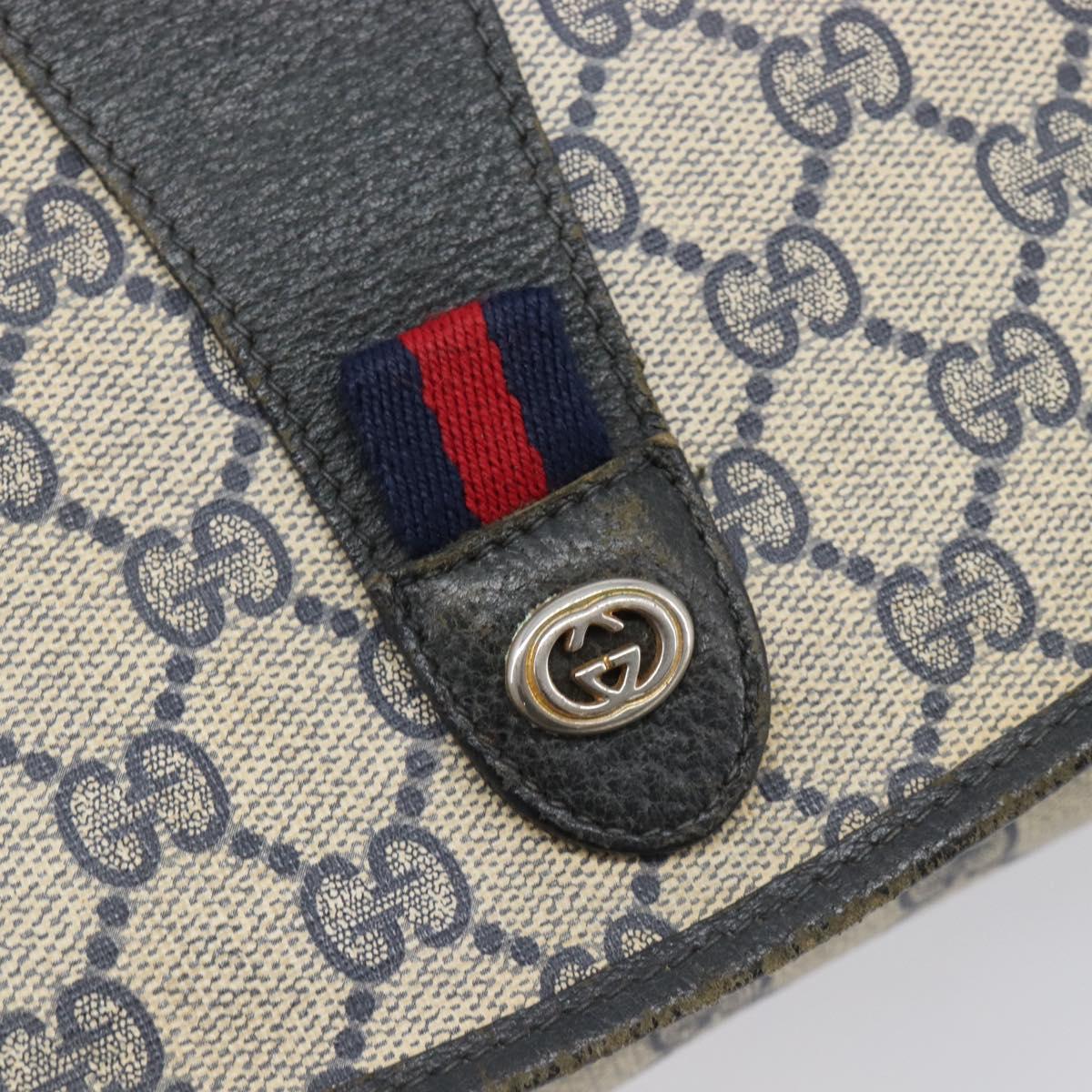 GUCCI GG Supreme Sherry Line Clutch Bag PVC Navy Gold 89 01 030 Auth ep16293