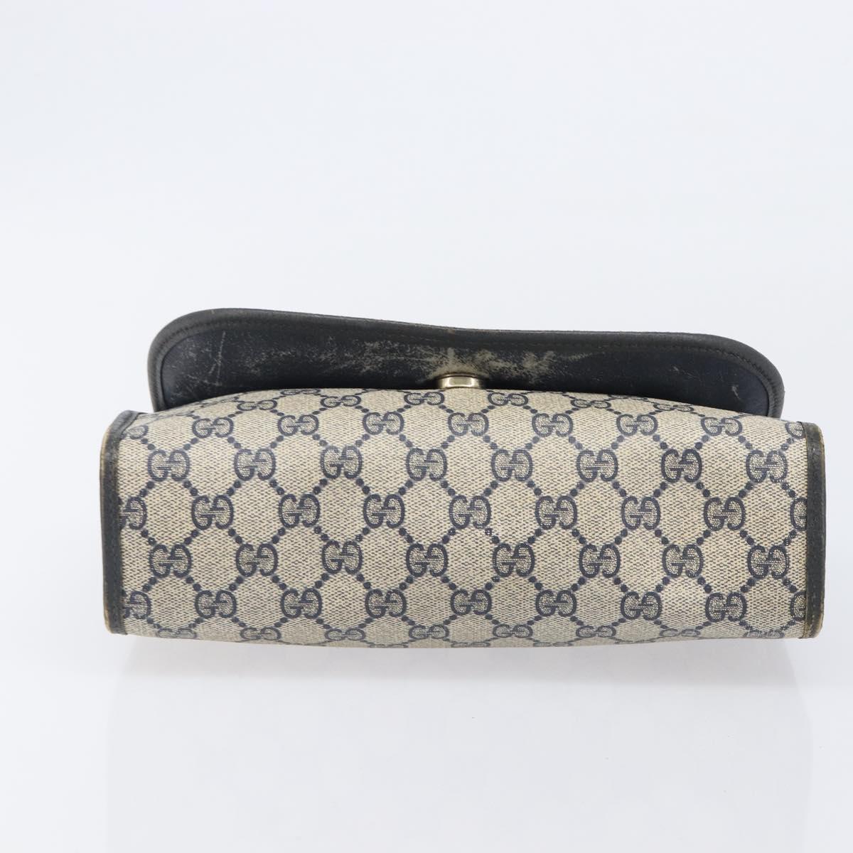 GUCCI GG Supreme Sherry Line Clutch Bag PVC Navy Gold 89 01 030 Auth ep16293