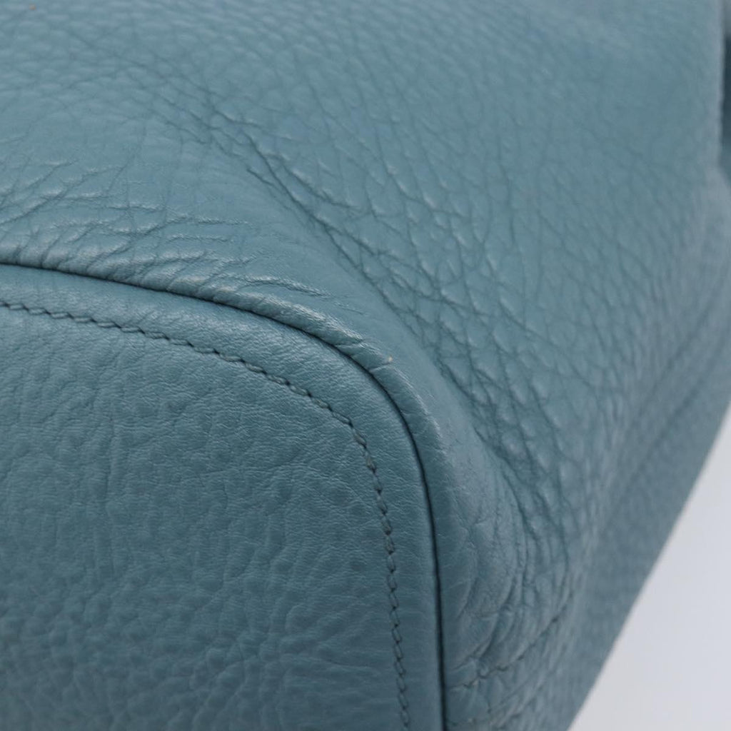 PRADA Tote Bag Leather Light Blue Gold Auth ep16303