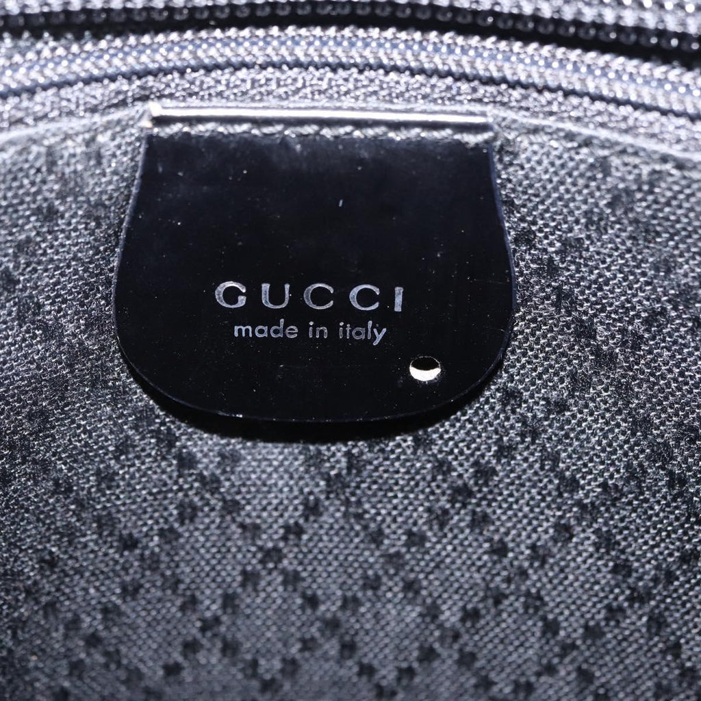 GUCCI Bamboo Hand Bag Nylon Black Silver Auth ep16327