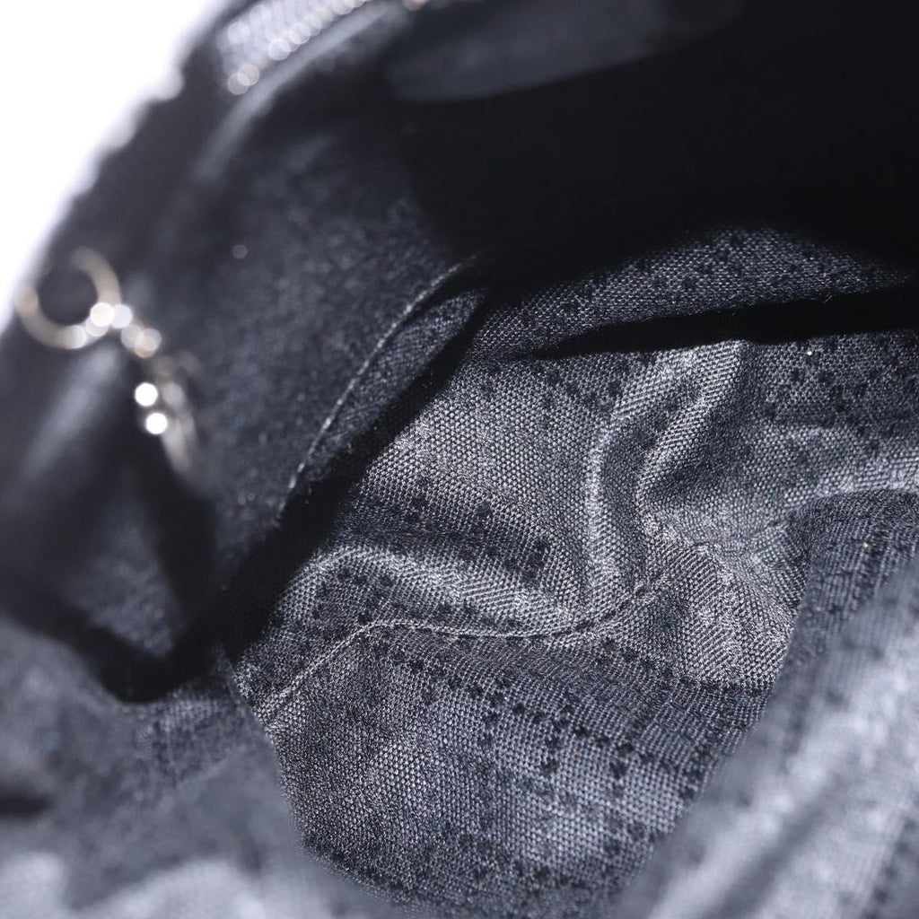 GUCCI Bamboo Hand Bag Nylon Black Silver Auth ep16327